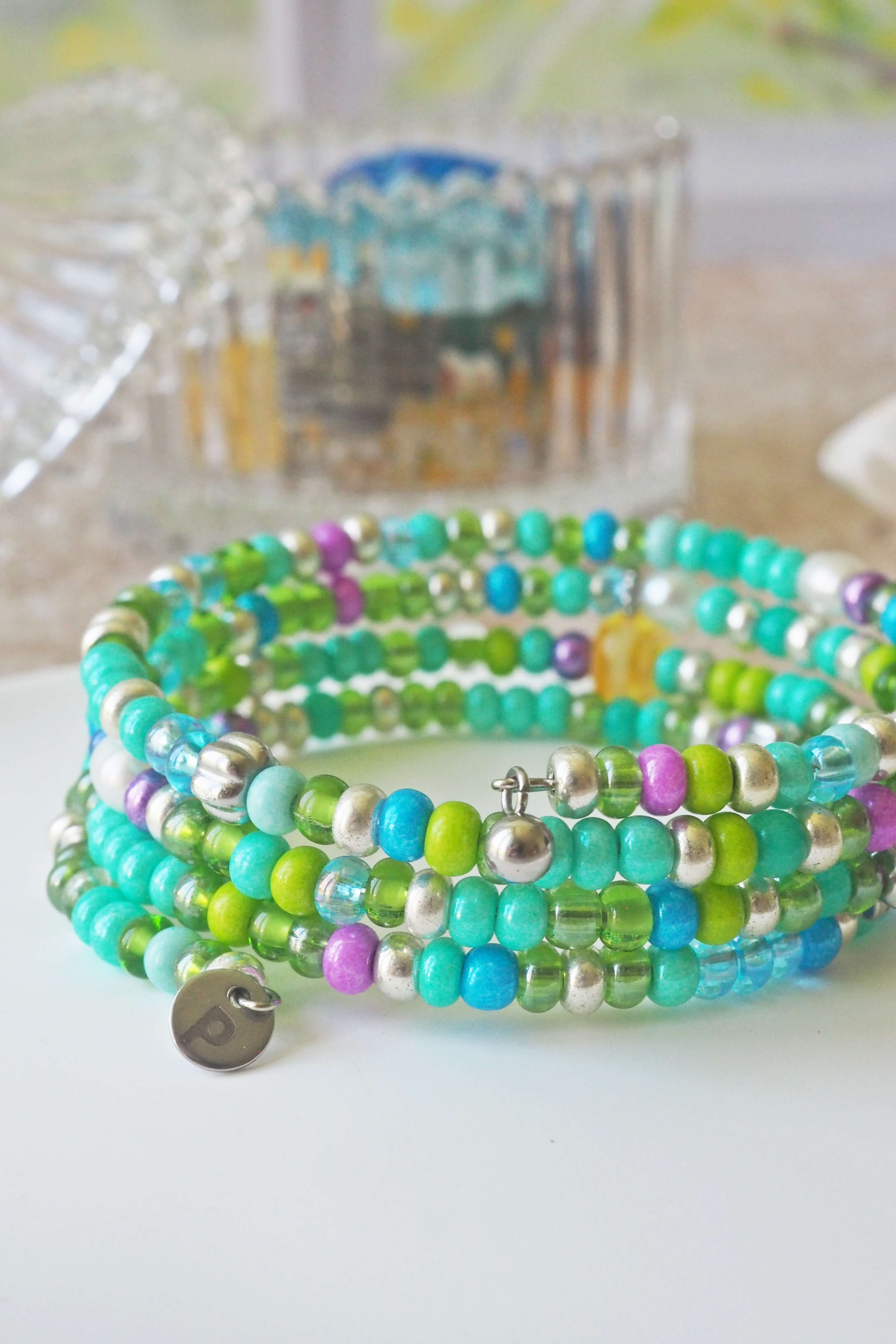 bracelet paulette philomène verre filé goutte artisanat réglable coloré bijoux perles (82)
