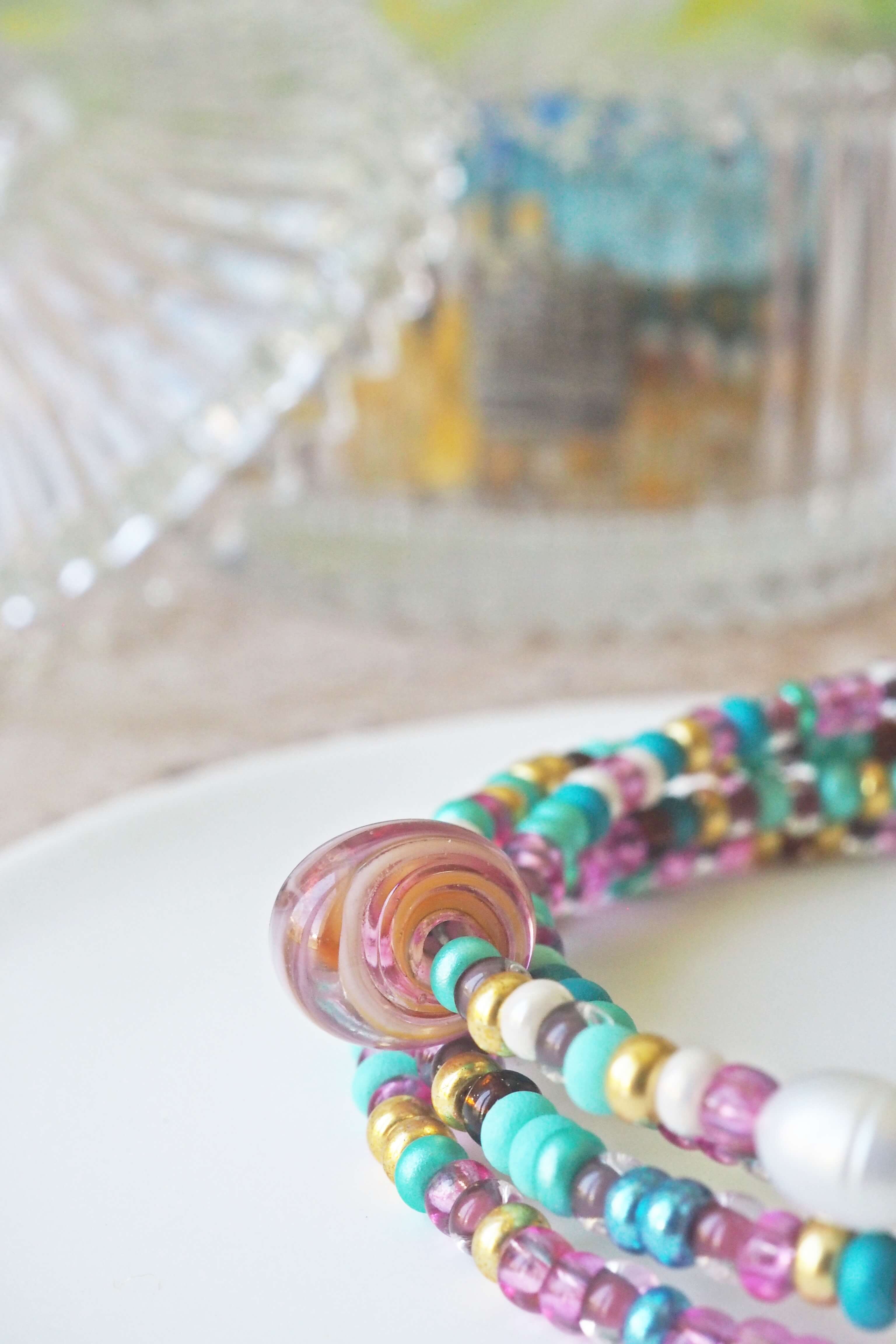 bracelet paulette philomène verre filé goutte artisanat réglable coloré bijoux perles (87)