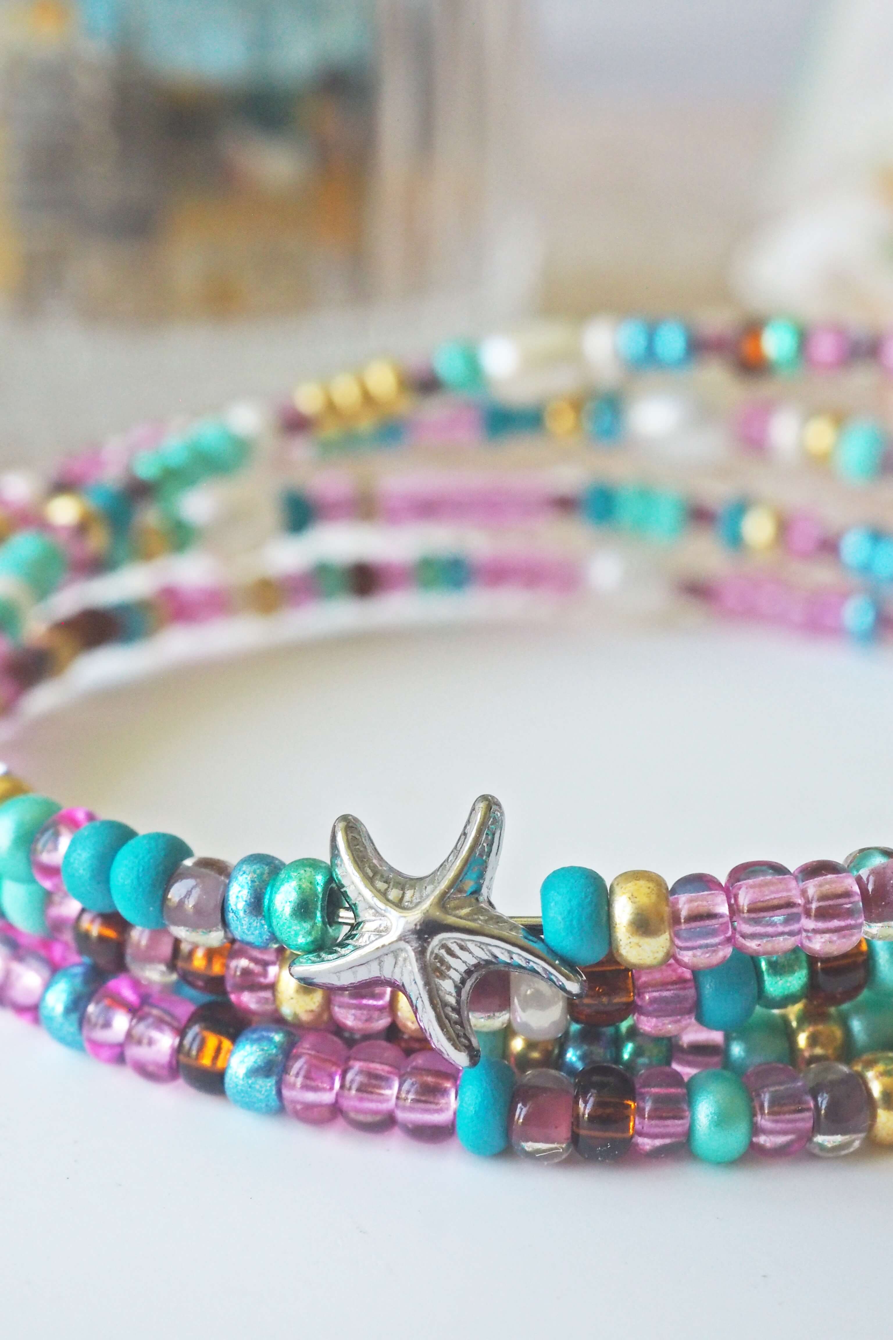 bracelet paulette philomène verre filé goutte artisanat réglable coloré bijoux perles (88)