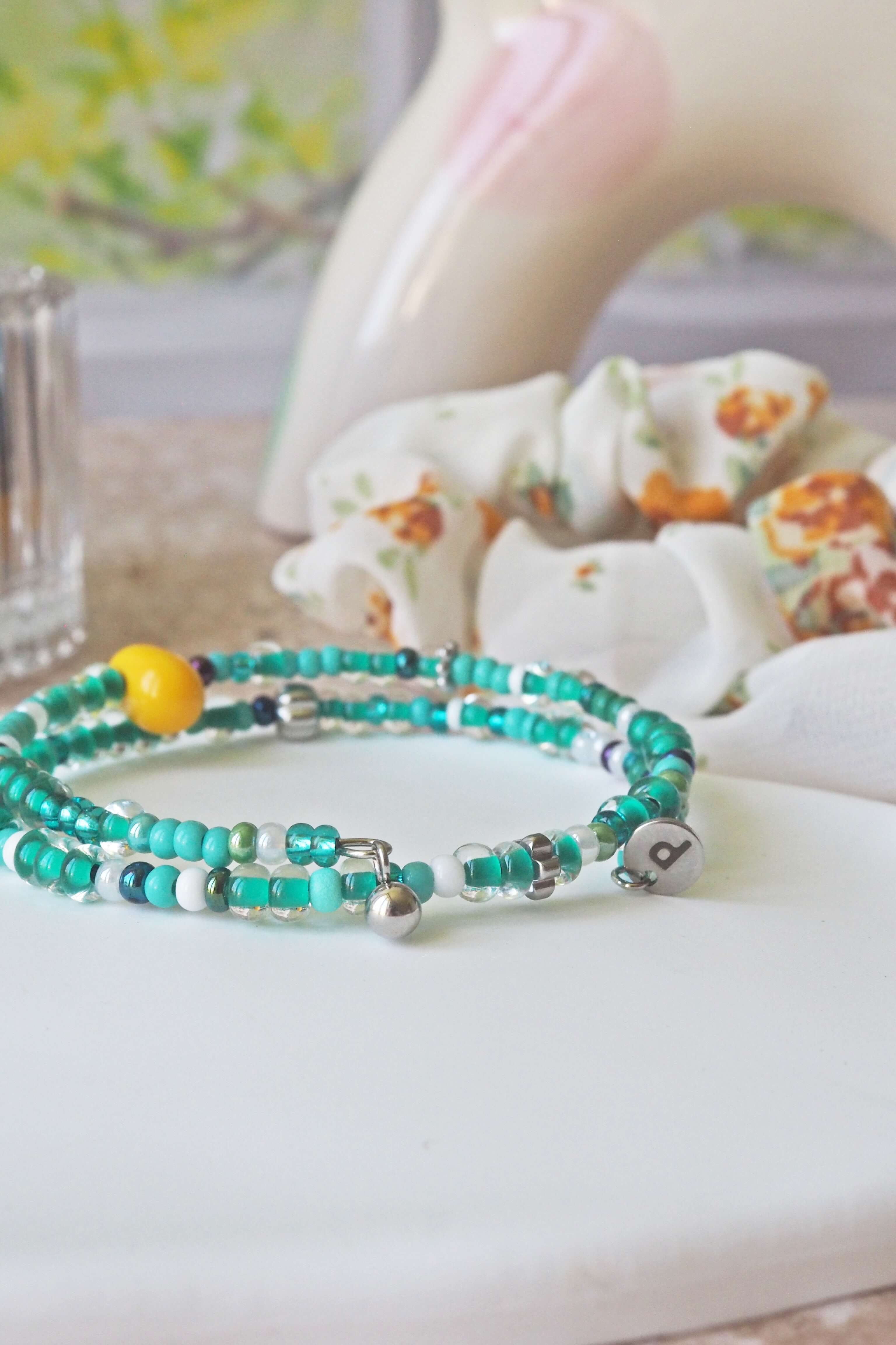 bracelet paulette philomène verre filé goutte artisanat réglable coloré bijoux perles (9)