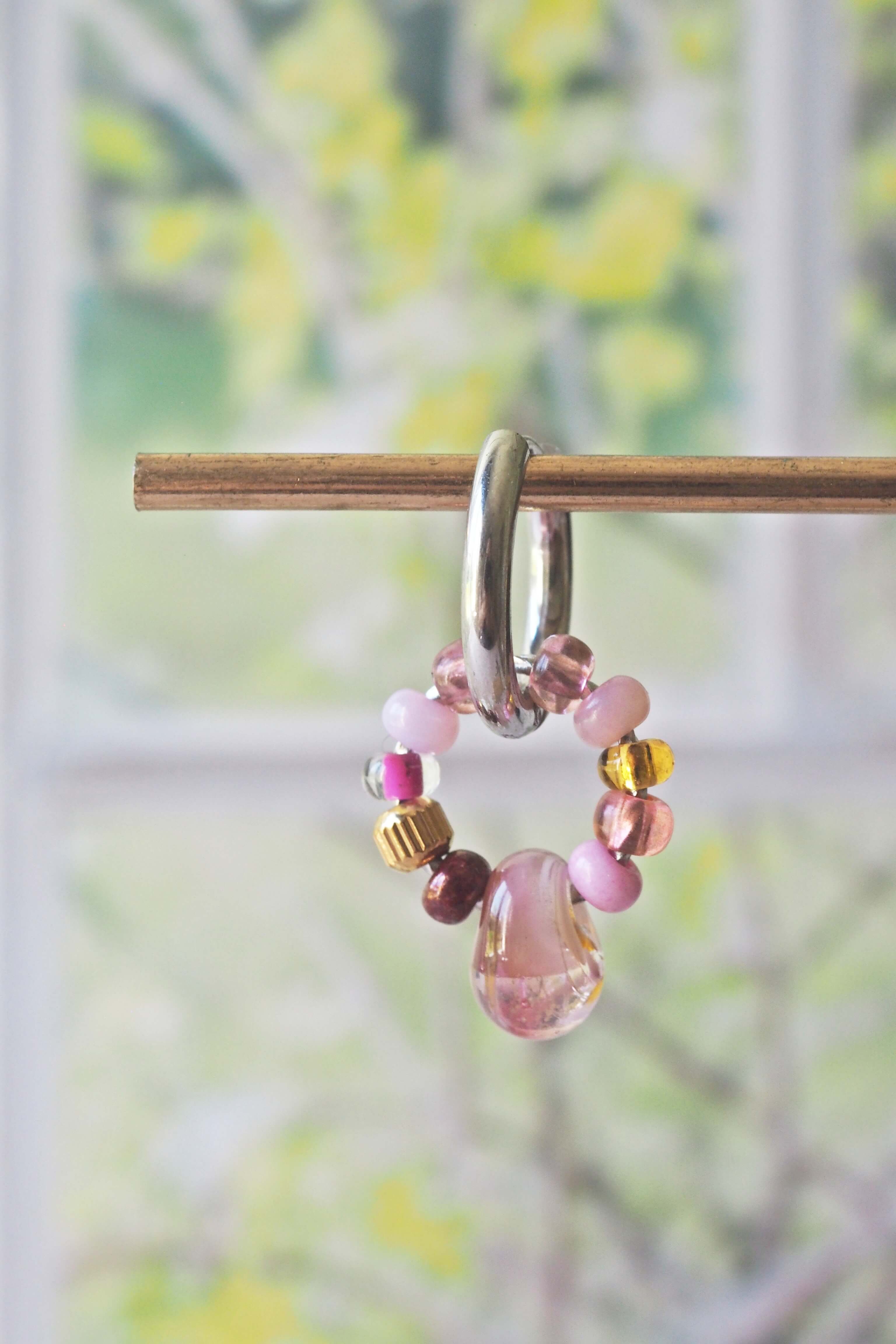 philomene bijoux boucles oreilles paulette goutte verre filé murano artisanal unique coloré perles anneau simple (38)