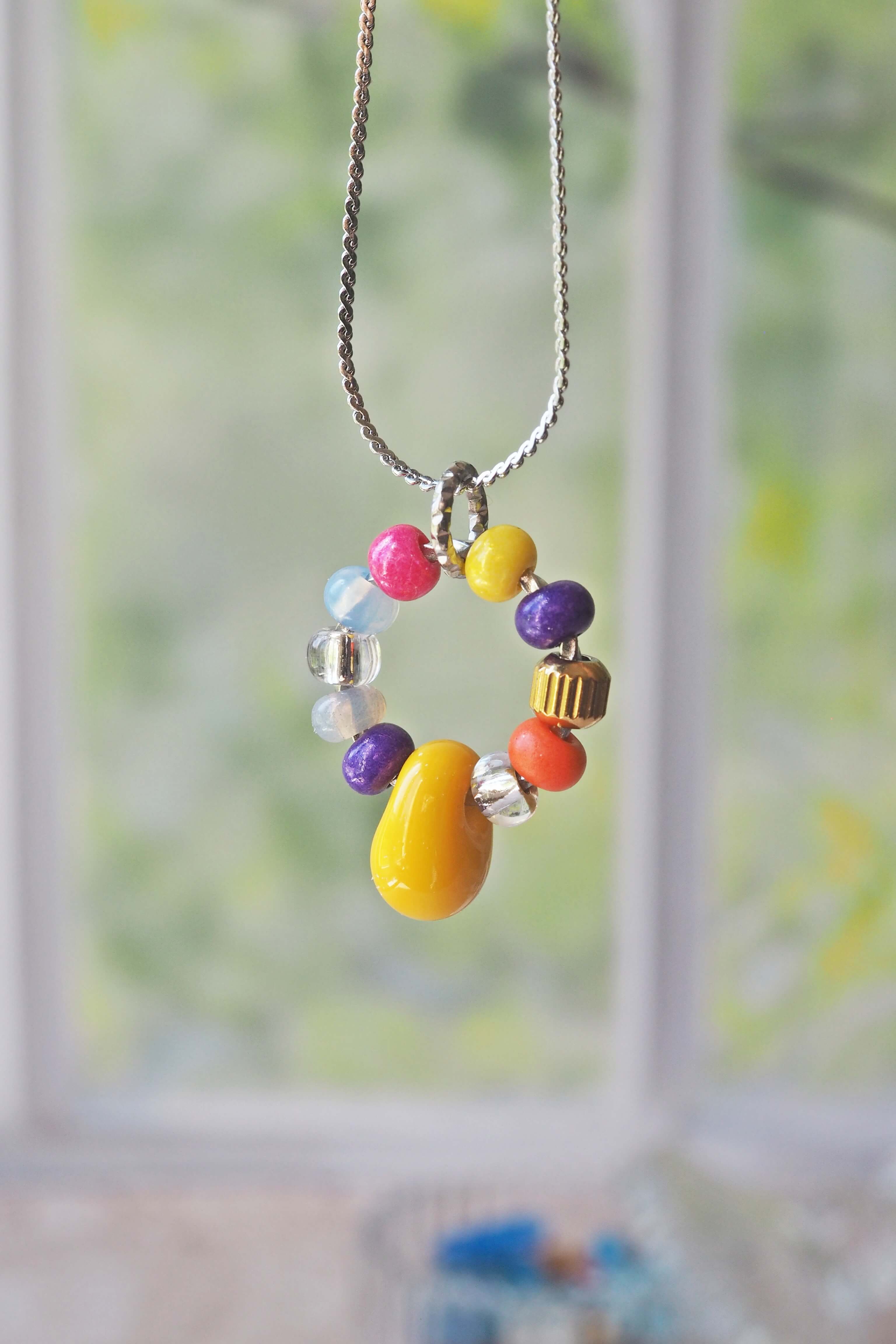 philomene bijoux collier paulette goutte verre filé murano artisanal unique coloré perles anneau simple (64)
