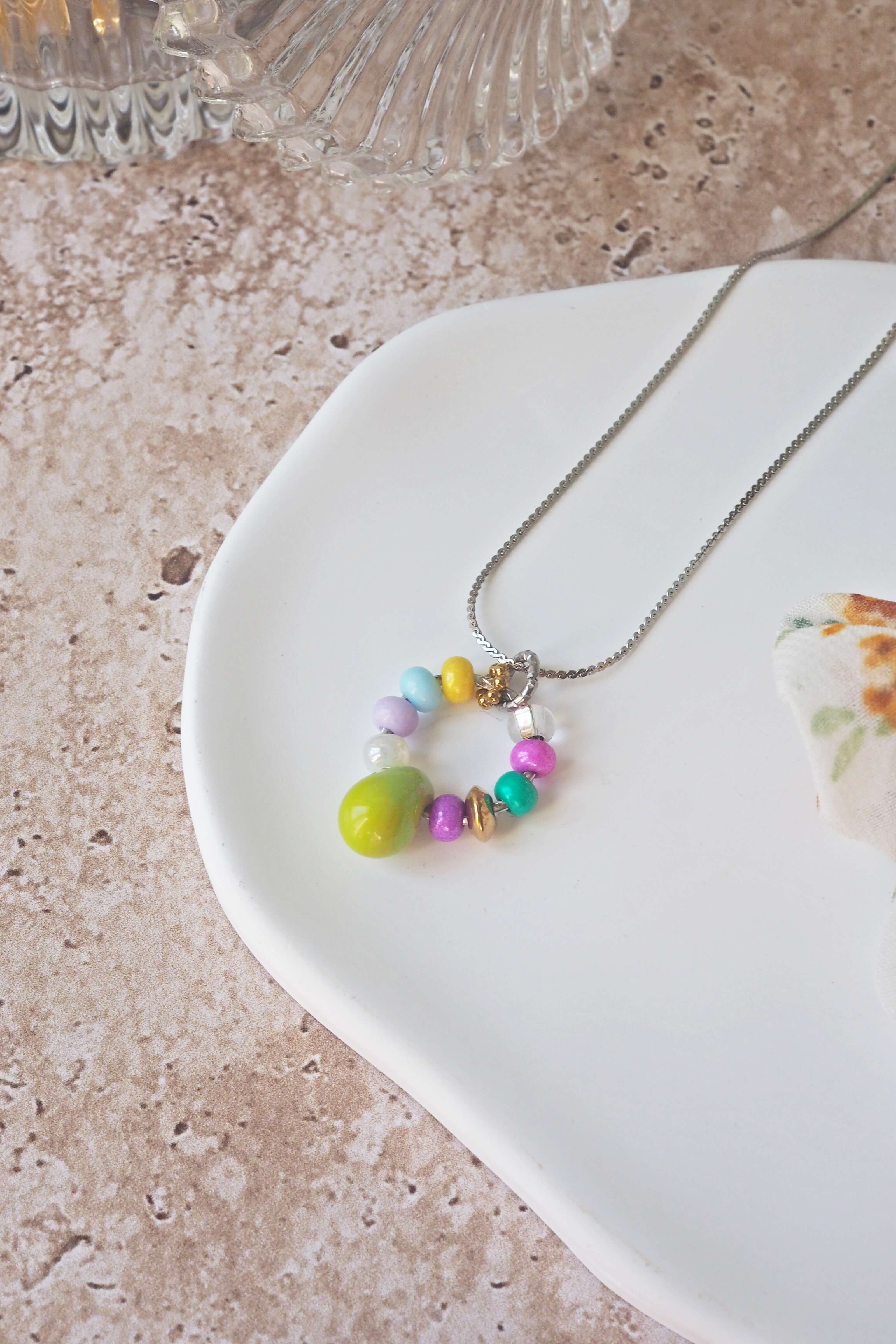 philomene bijoux collier paulette goutte verre filé murano artisanal unique coloré perles anneau simple (9)
