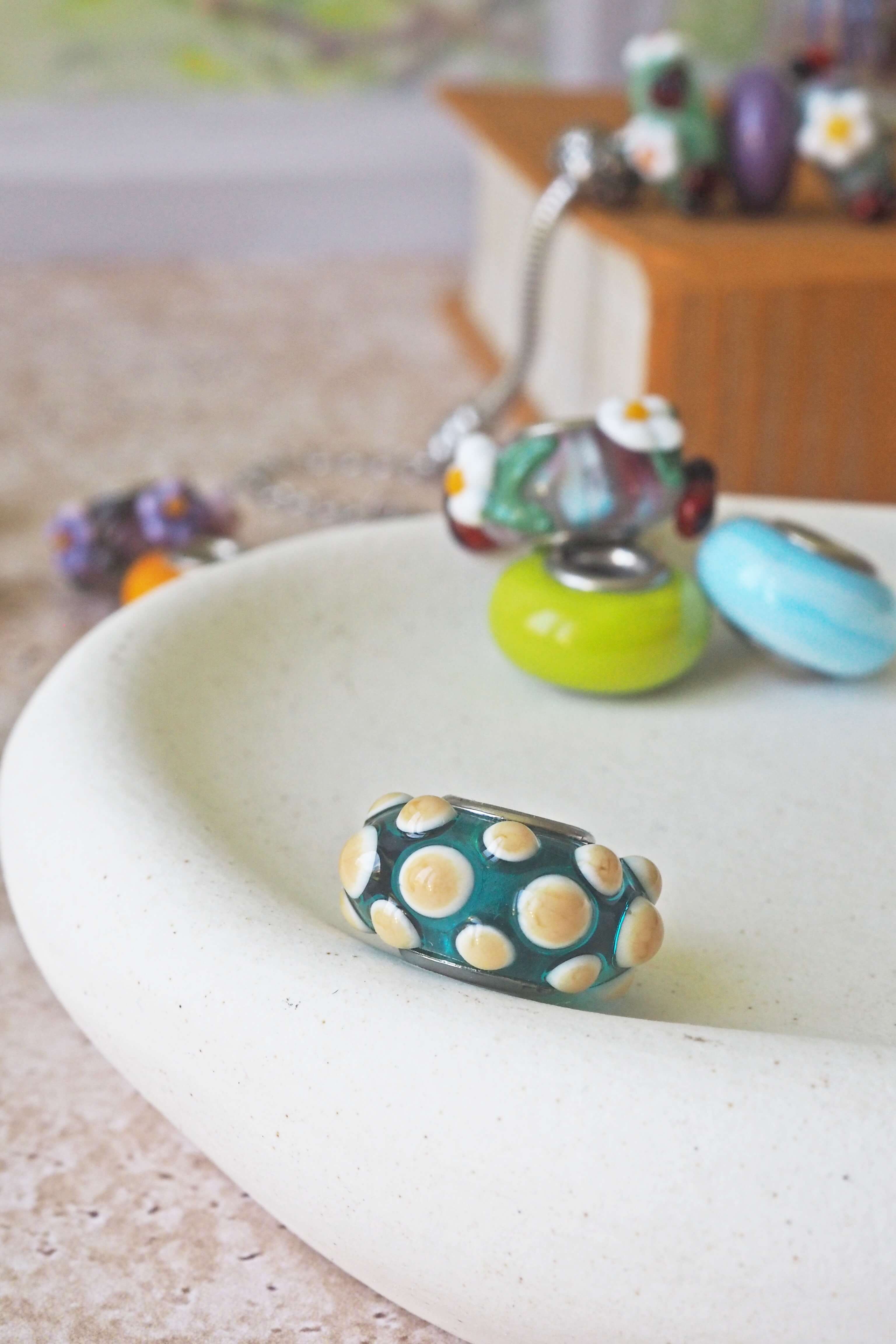 philomène bracelet perle unité trou pandora artisanat verre filé lampwork unique (30)