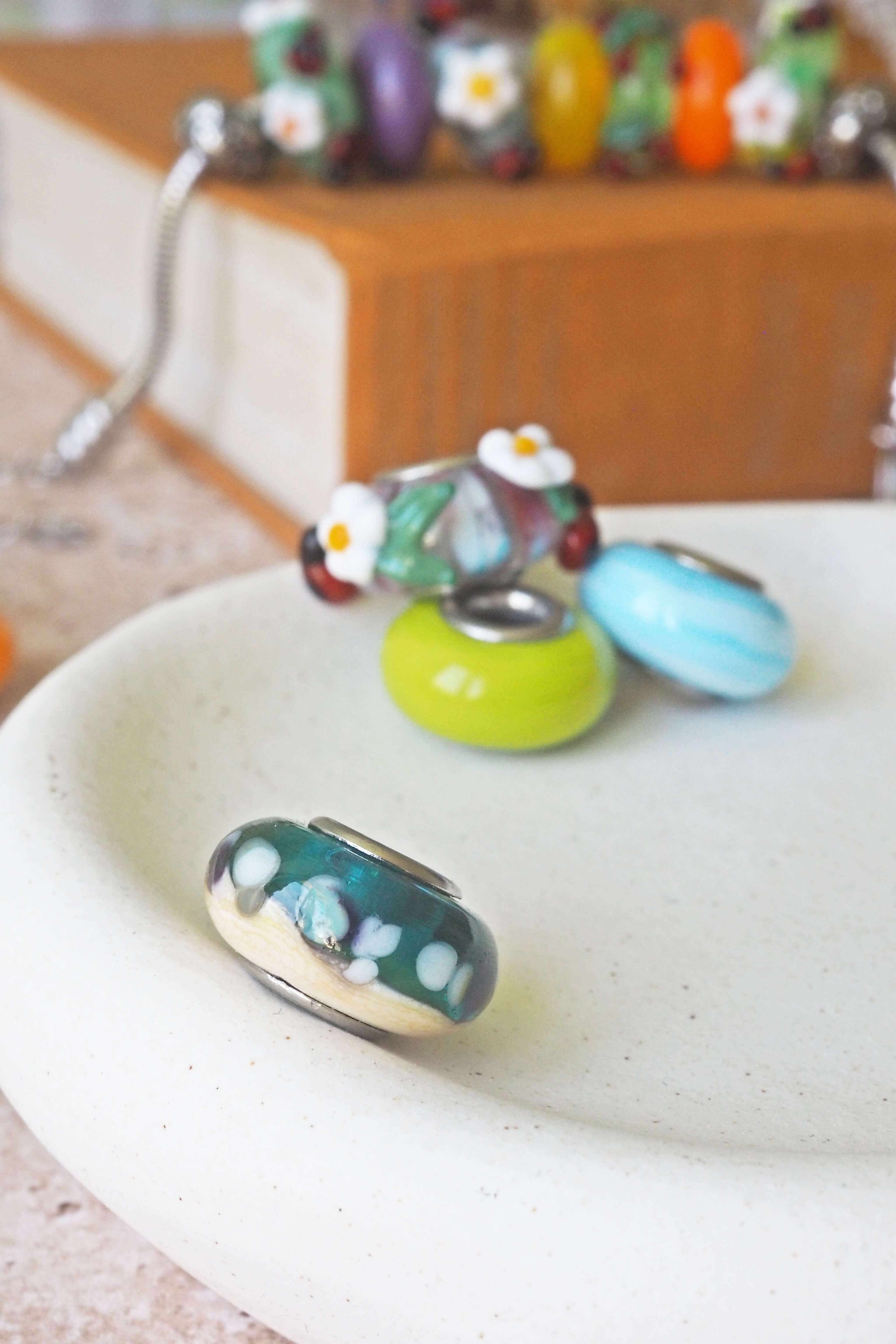 philomène bracelet perle unité trou pandora artisanat verre filé lampwork unique (35)