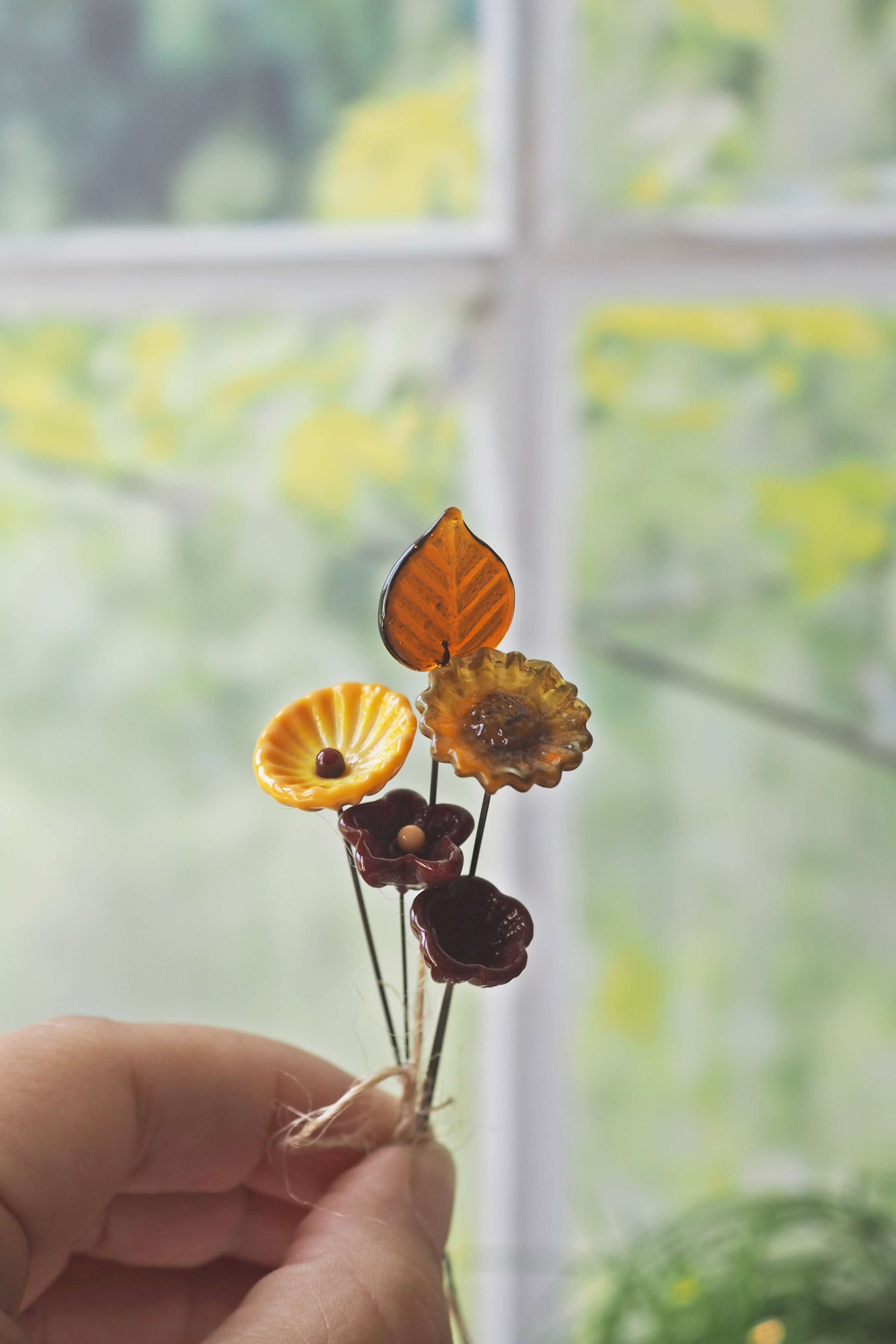 philomène verre bouquet tige plante fleurs végétal cadeau filé fileuse artisanal original jardin fleurs feuilles (11)