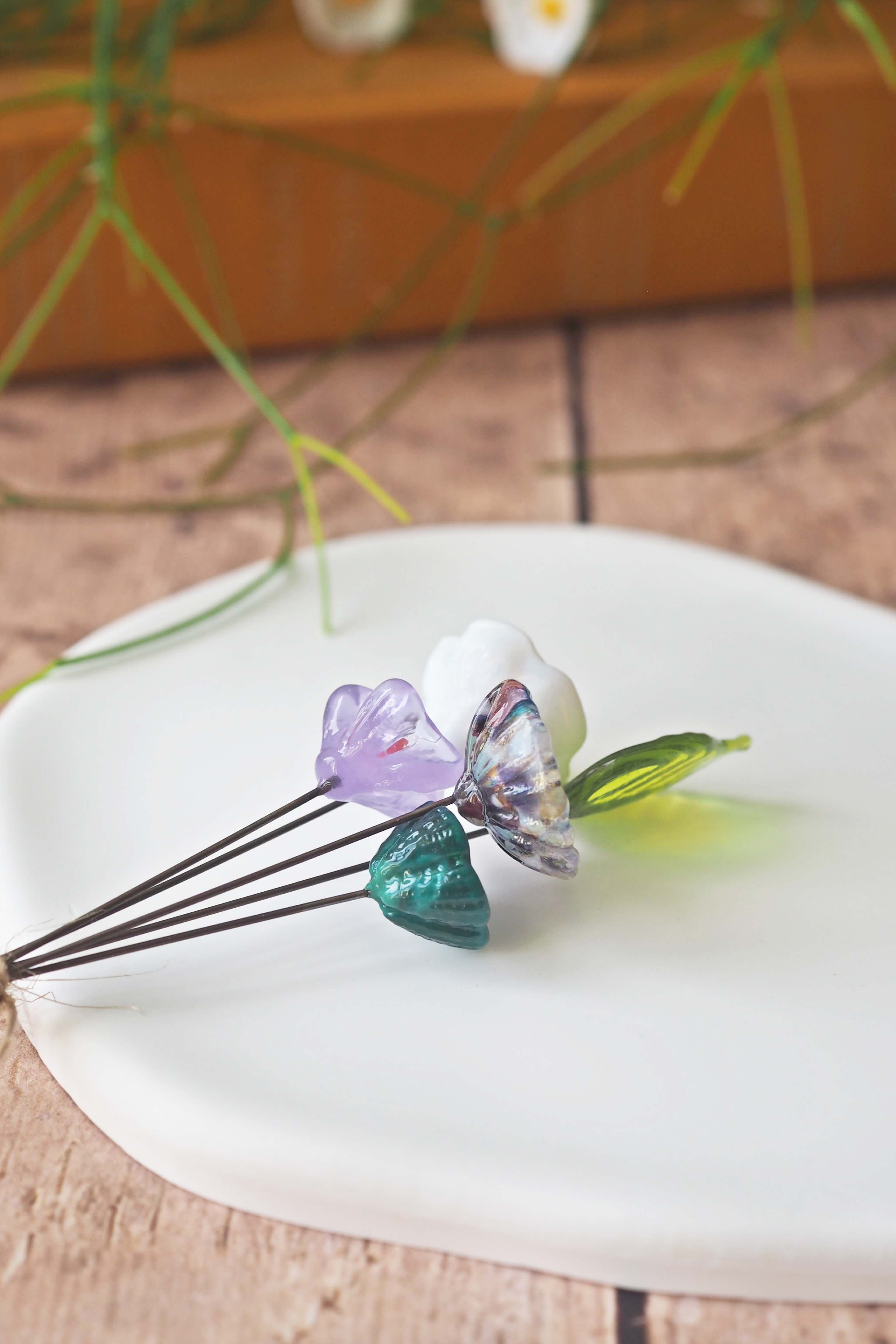 philomène verre bouquet tige plante fleurs végétal cadeau filé fileuse artisanal original jardin fleurs feuilles (27)