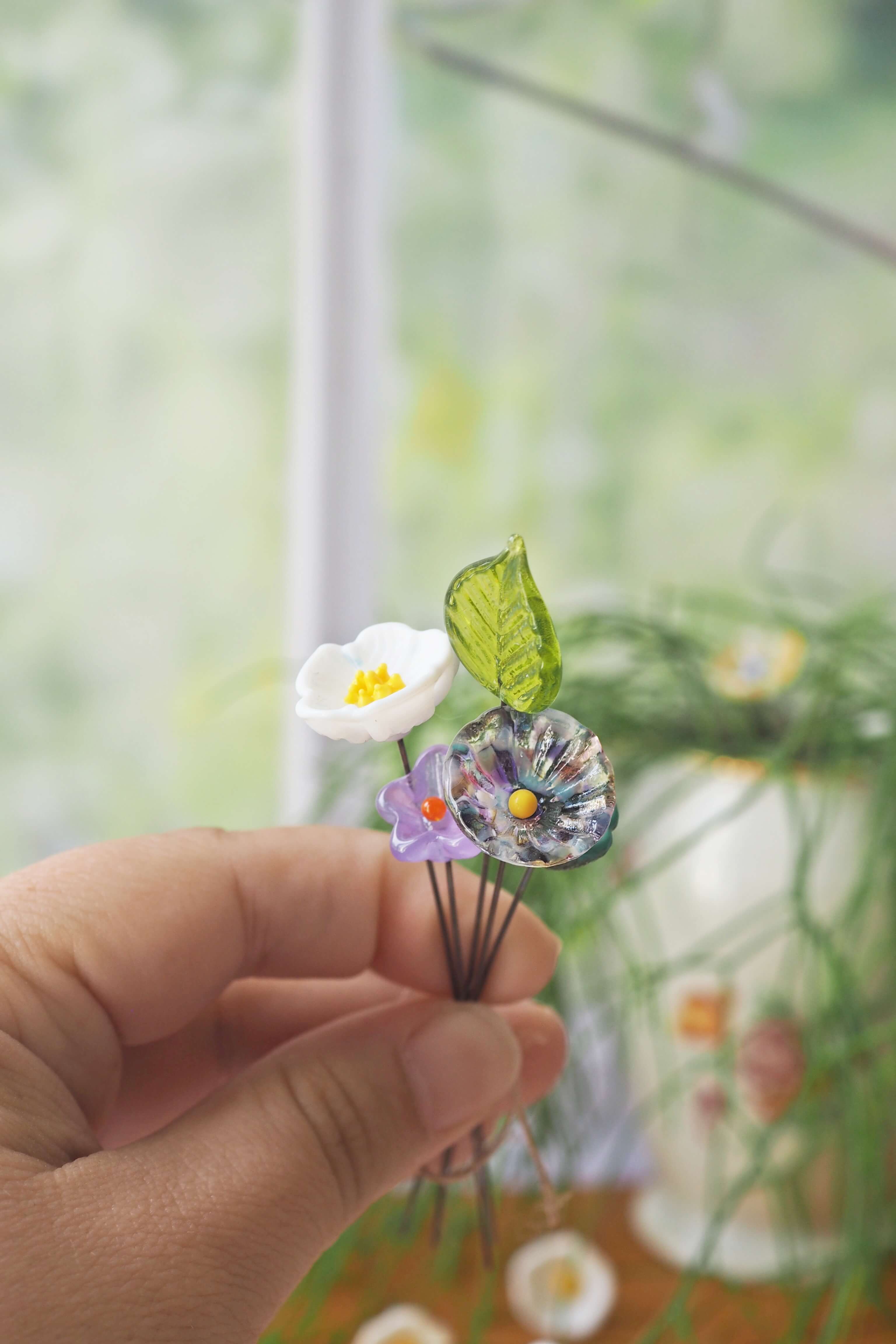 philomène verre bouquet tige plante fleurs végétal cadeau filé fileuse artisanal original jardin fleurs feuilles (29)