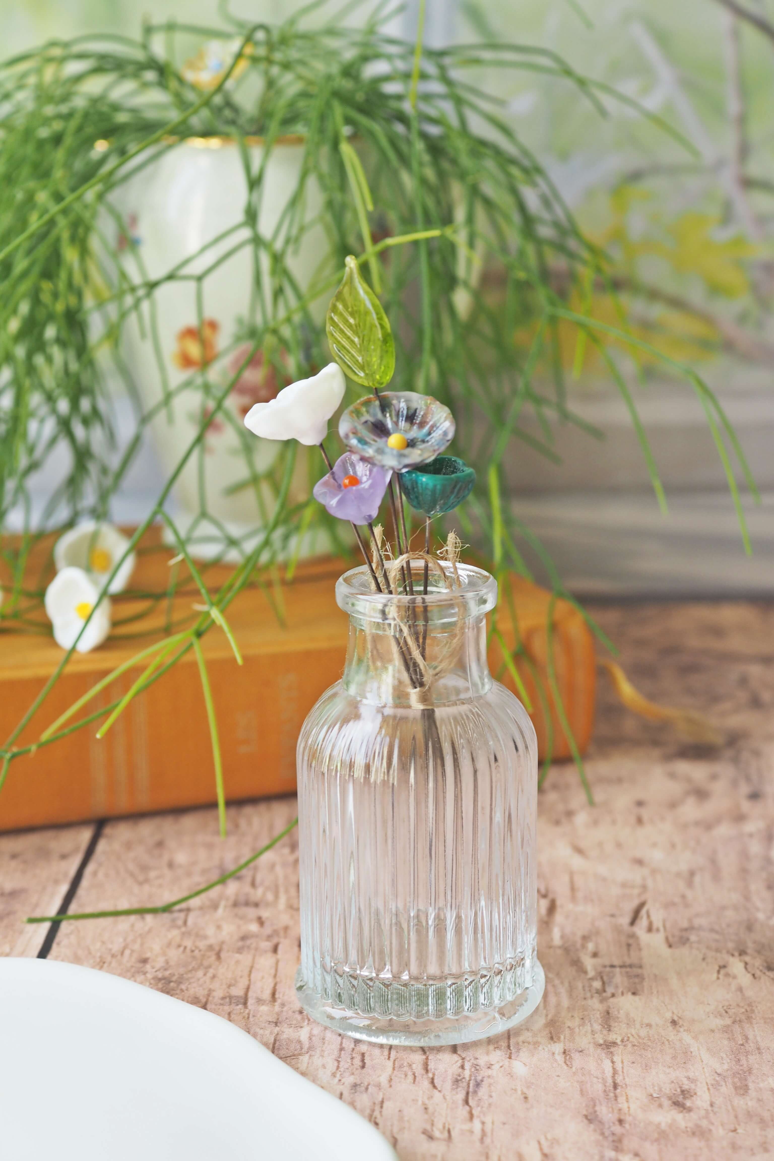 philomène verre bouquet tige plante fleurs végétal cadeau filé fileuse artisanal original jardin fleurs feuilles (30)