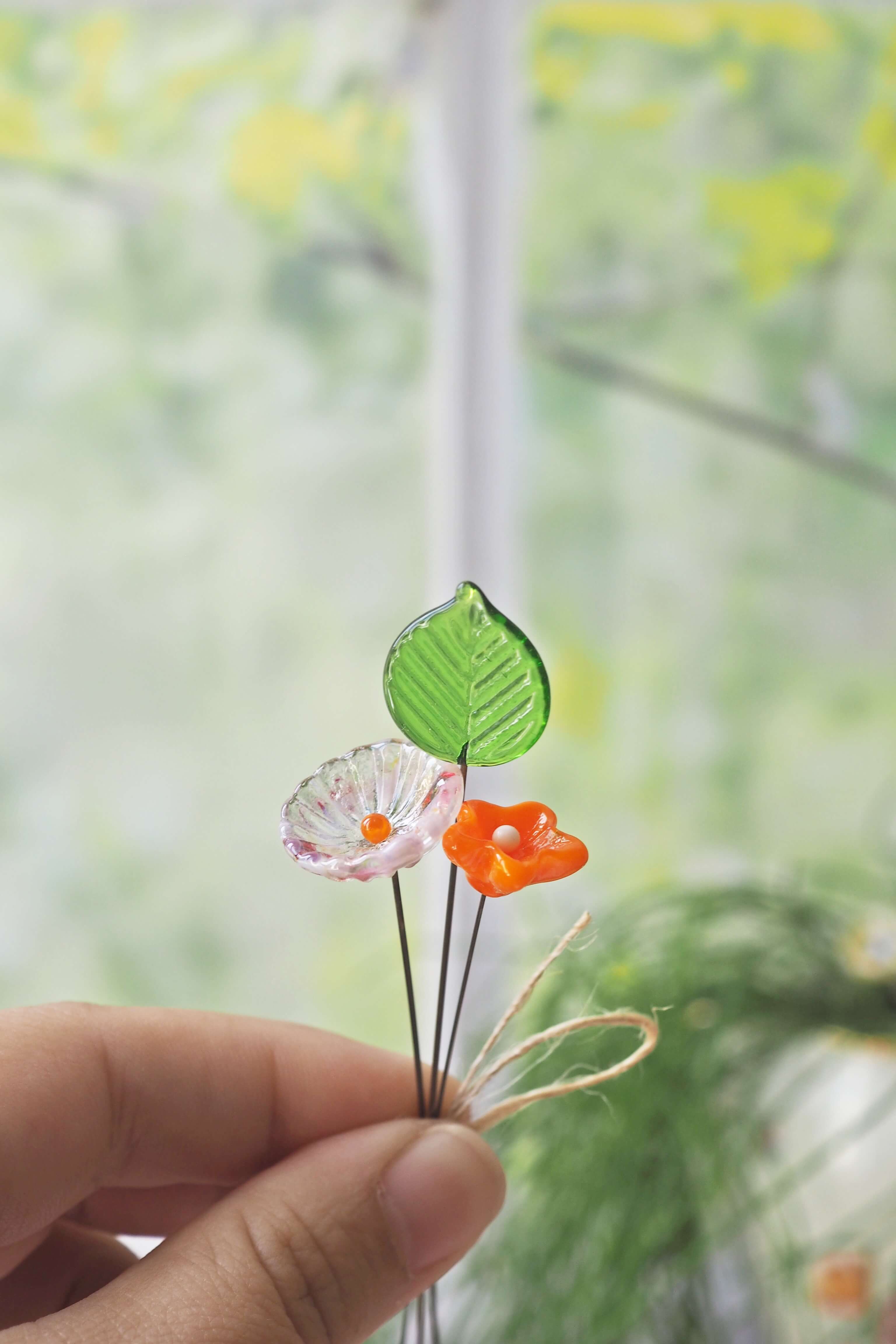 philomène verre bouquet tige plante fleurs végétal cadeau filé fileuse artisanal original jardin fleurs feuilles (33)