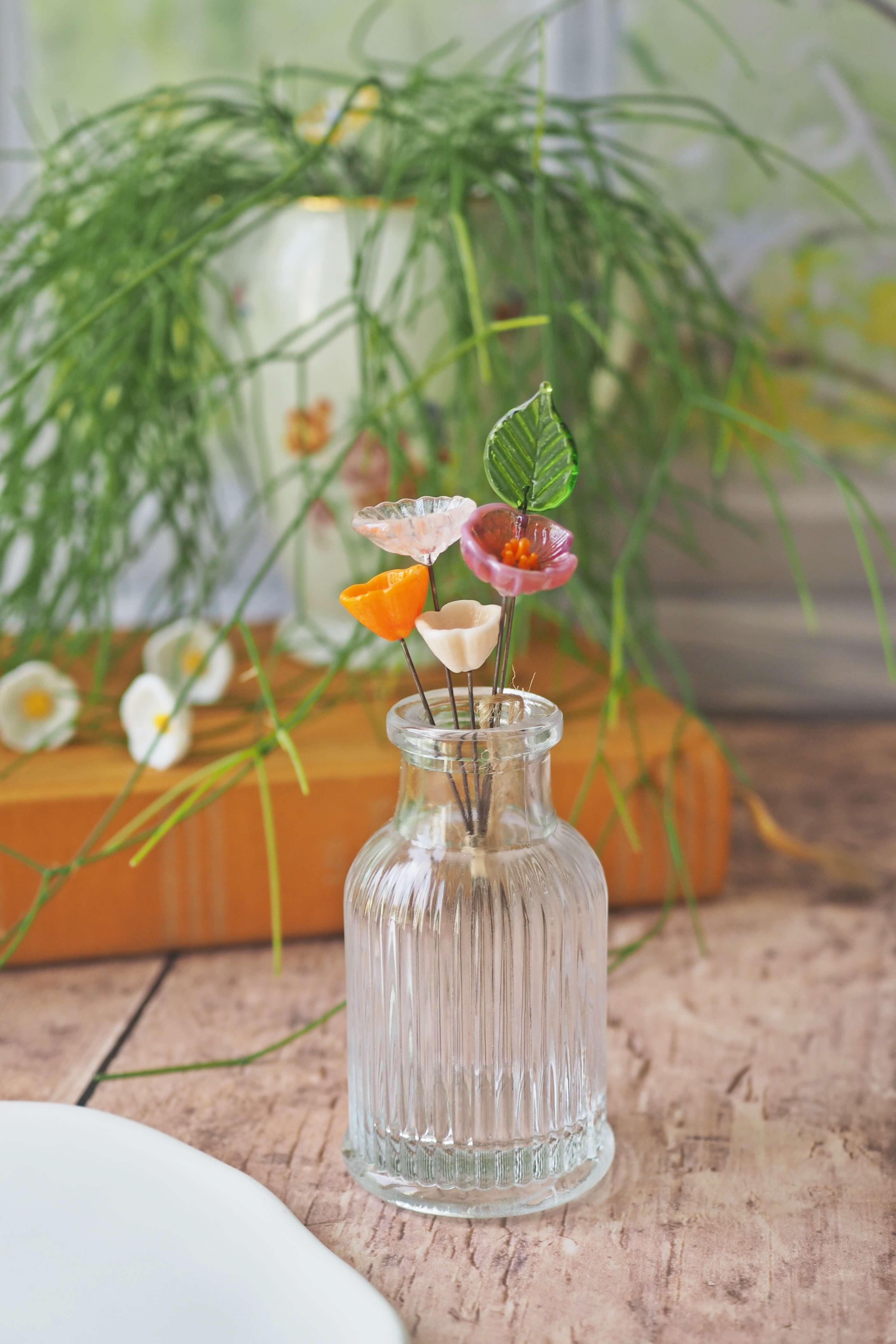 philomène verre bouquet tige plante fleurs végétal cadeau filé fileuse artisanal original jardin fleurs feuilles (4)