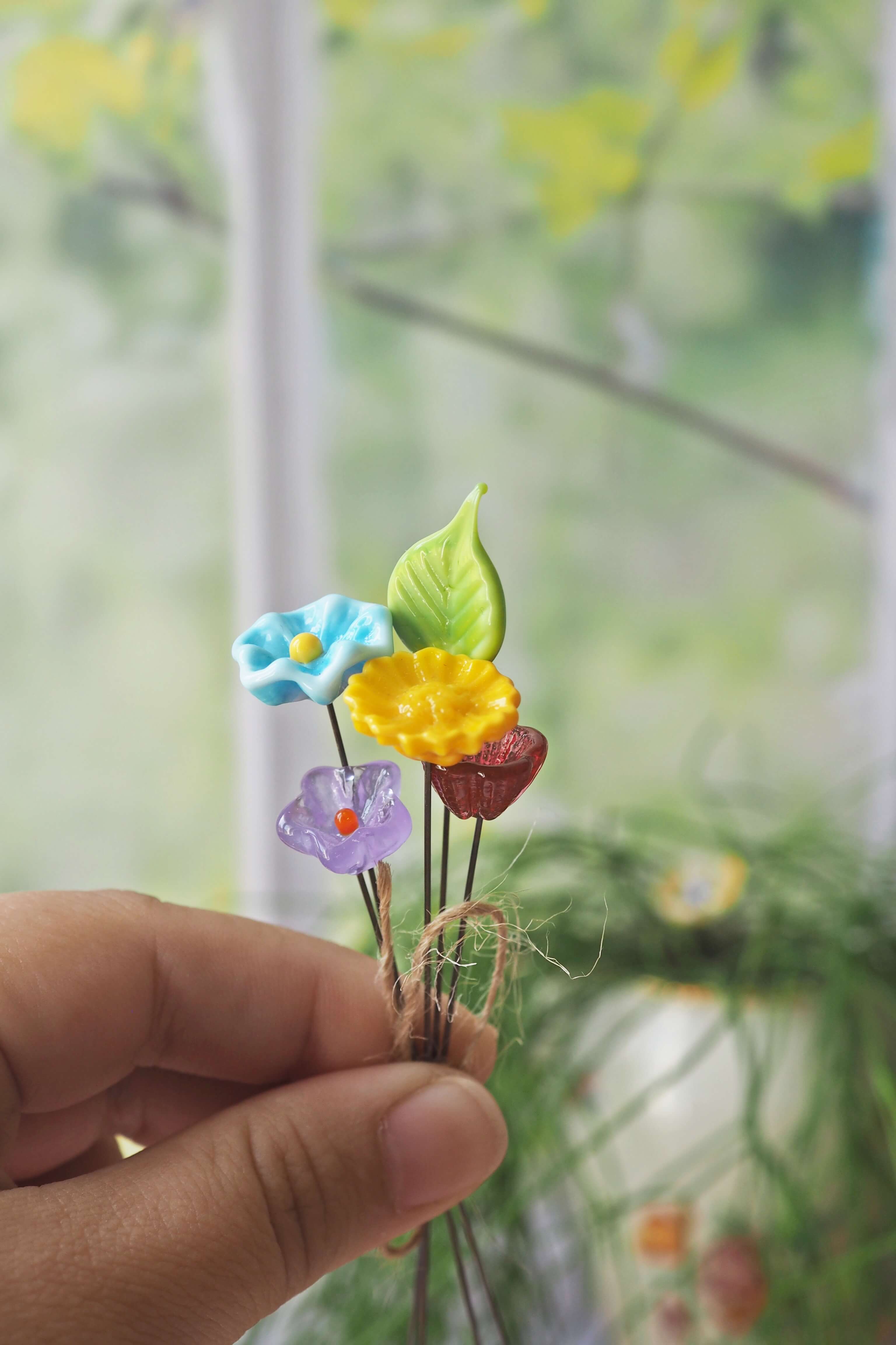 philomène verre bouquet tige plante fleurs végétal cadeau filé fileuse artisanal original jardin fleurs feuilles (45)