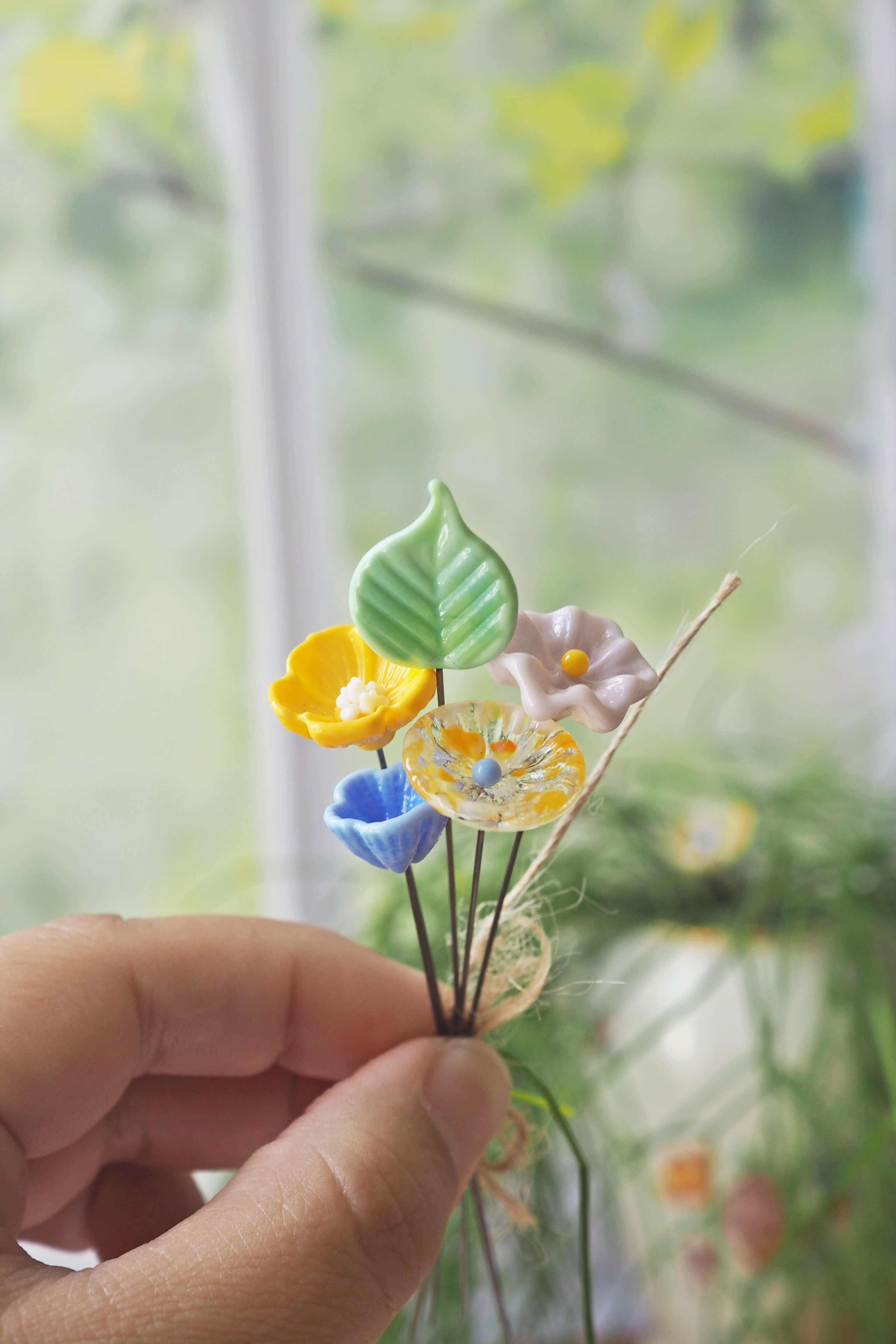 philomène verre bouquet tige plante fleurs végétal cadeau filé fileuse artisanal original jardin fleurs feuilles (49)