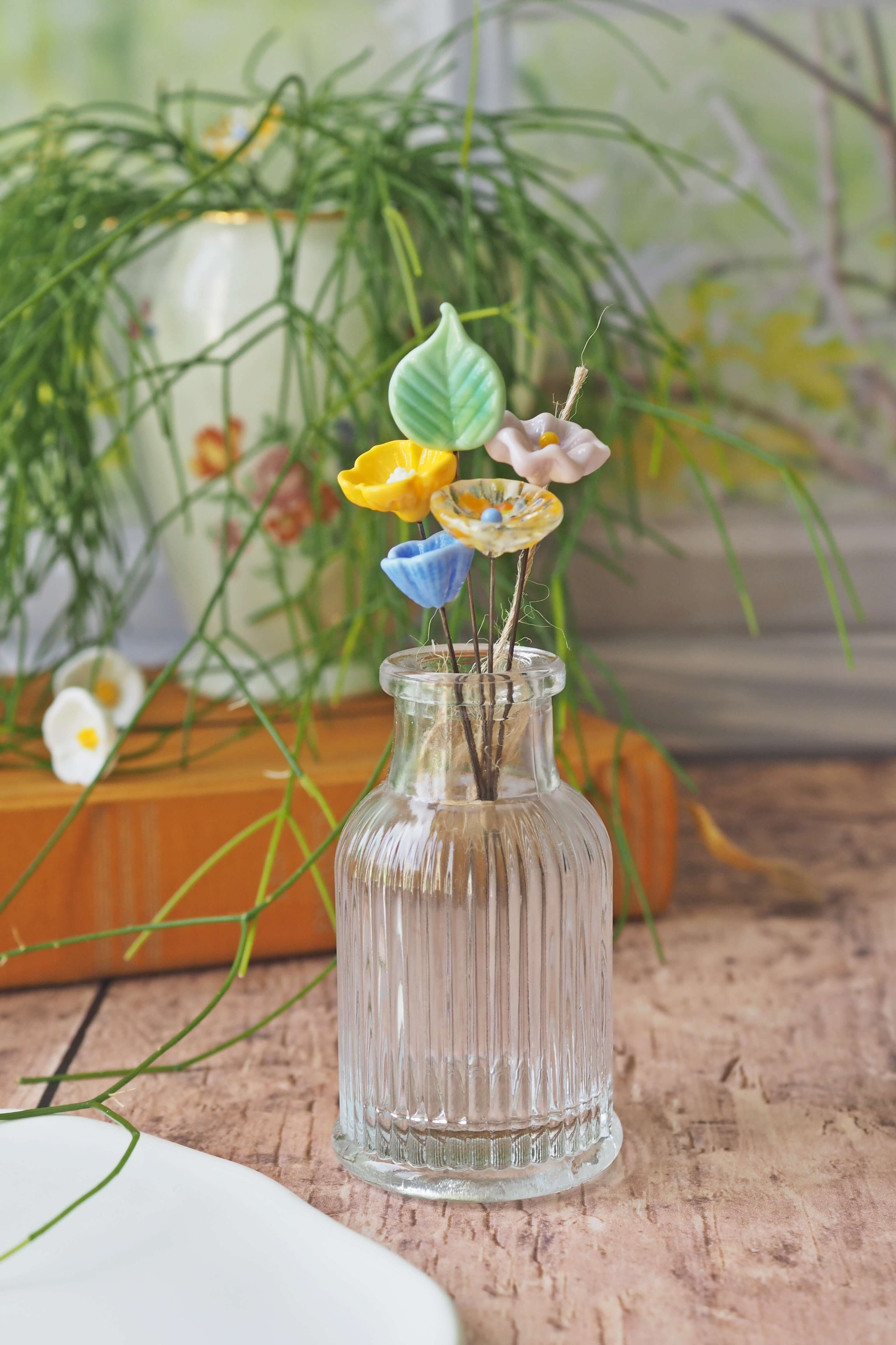 philomène verre bouquet tige plante fleurs végétal cadeau filé fileuse artisanal original jardin fleurs feuilles (50)