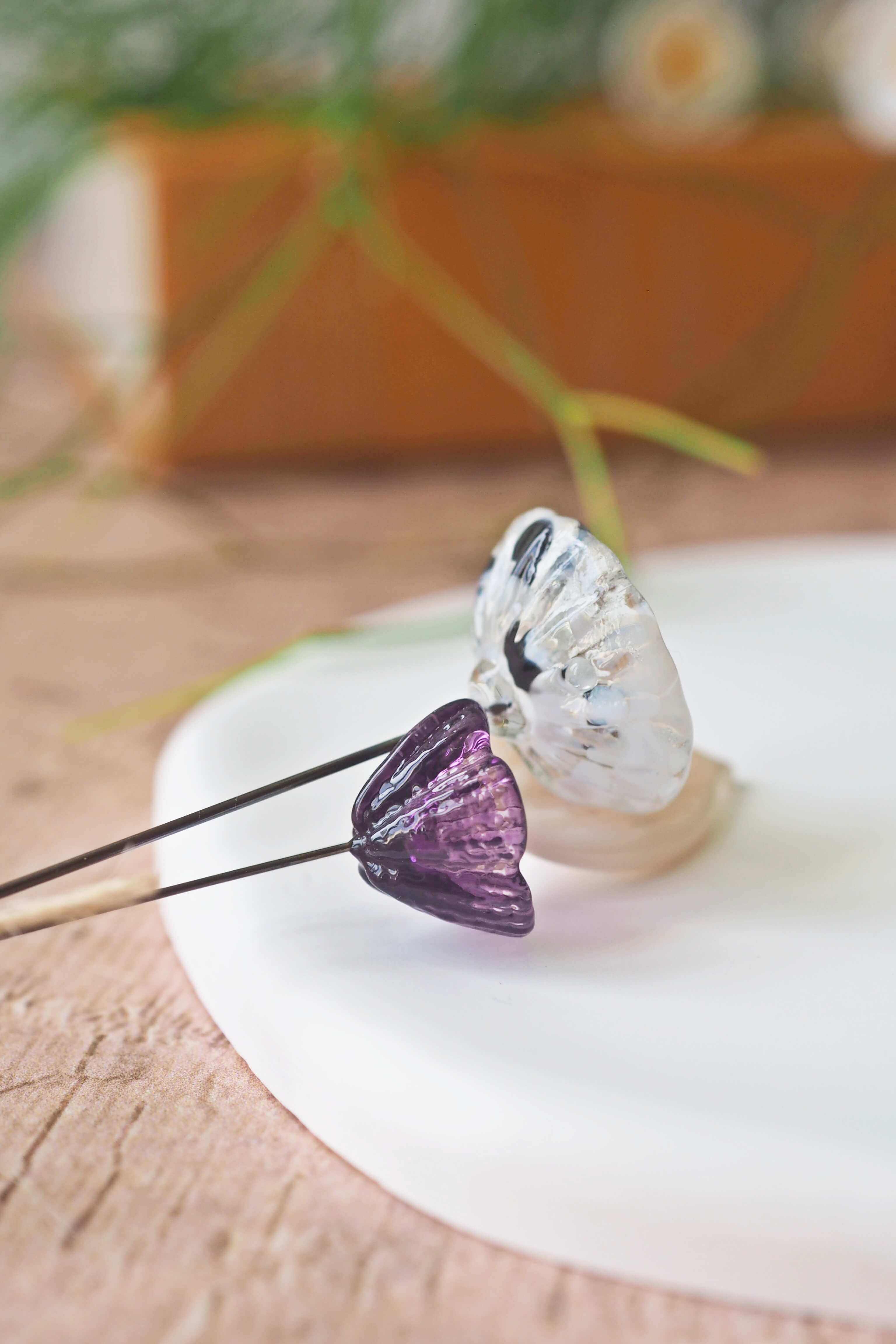 philomène verre bouquet tige plante fleurs végétal cadeau filé fileuse artisanal original jardin fleurs feuilles (9)