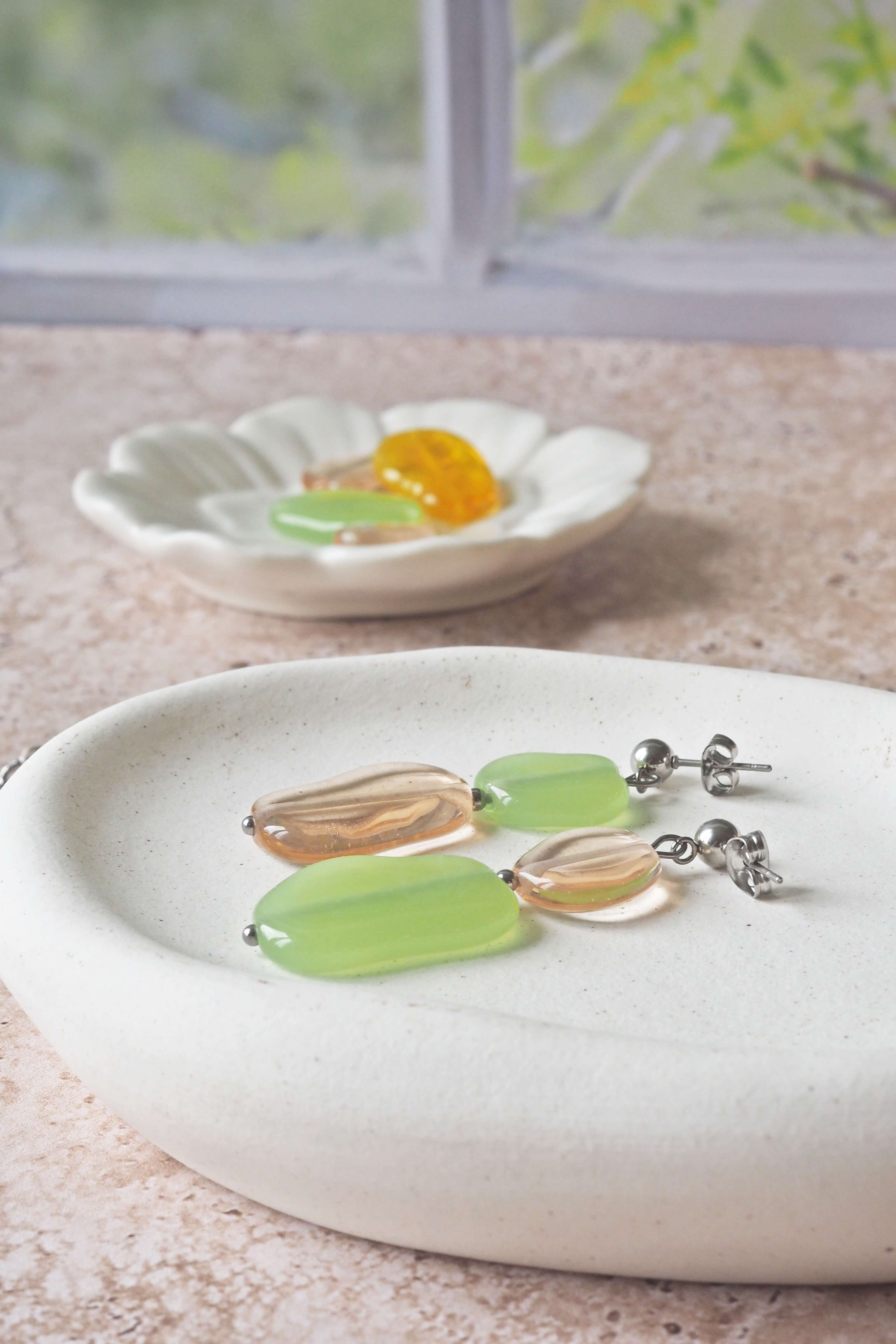 philomène verre galets bijoux verre filé artisanat unique création art boucles oreilles (1)
