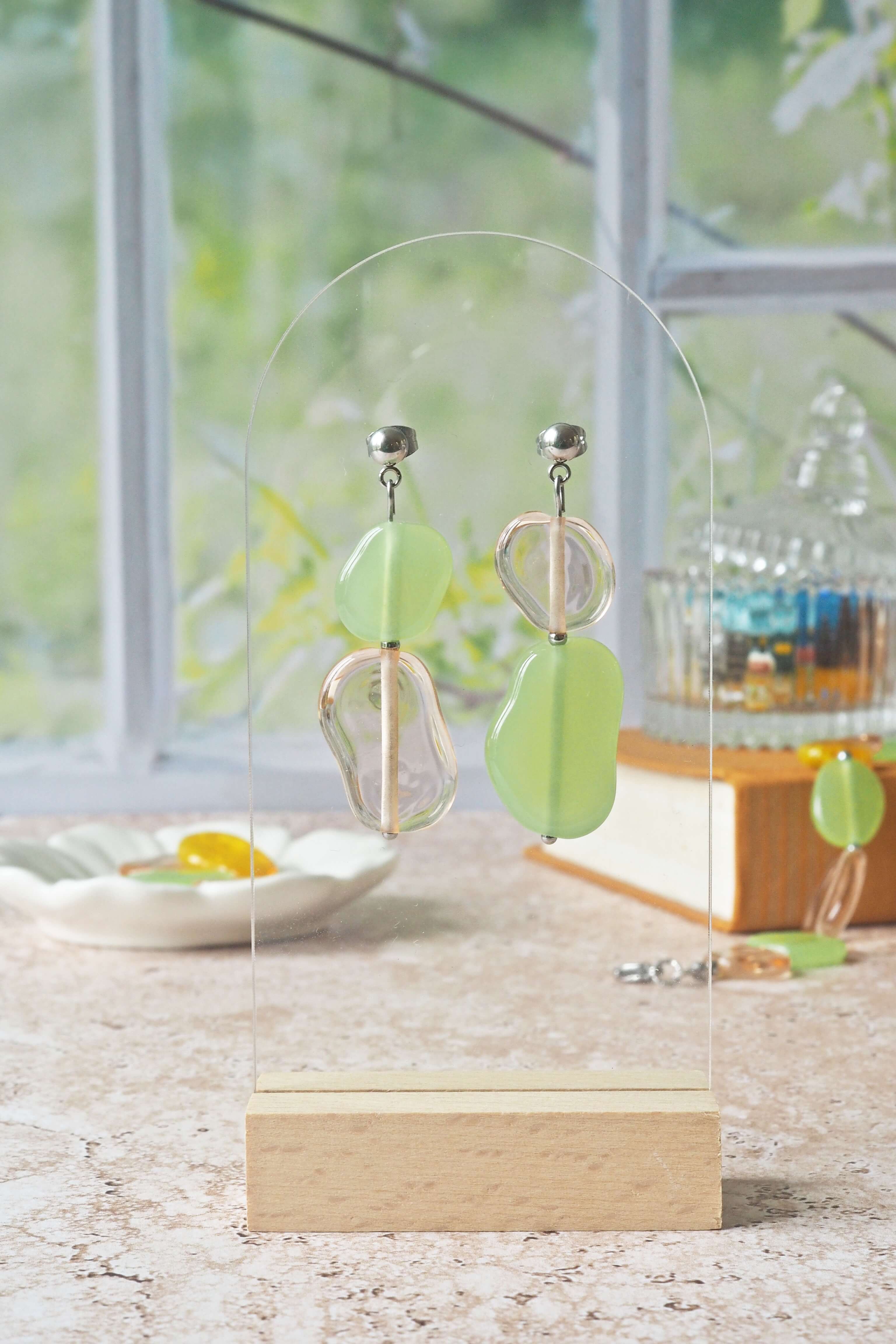 philomène verre galets bijoux verre filé artisanat unique création art boucles oreilles (2)