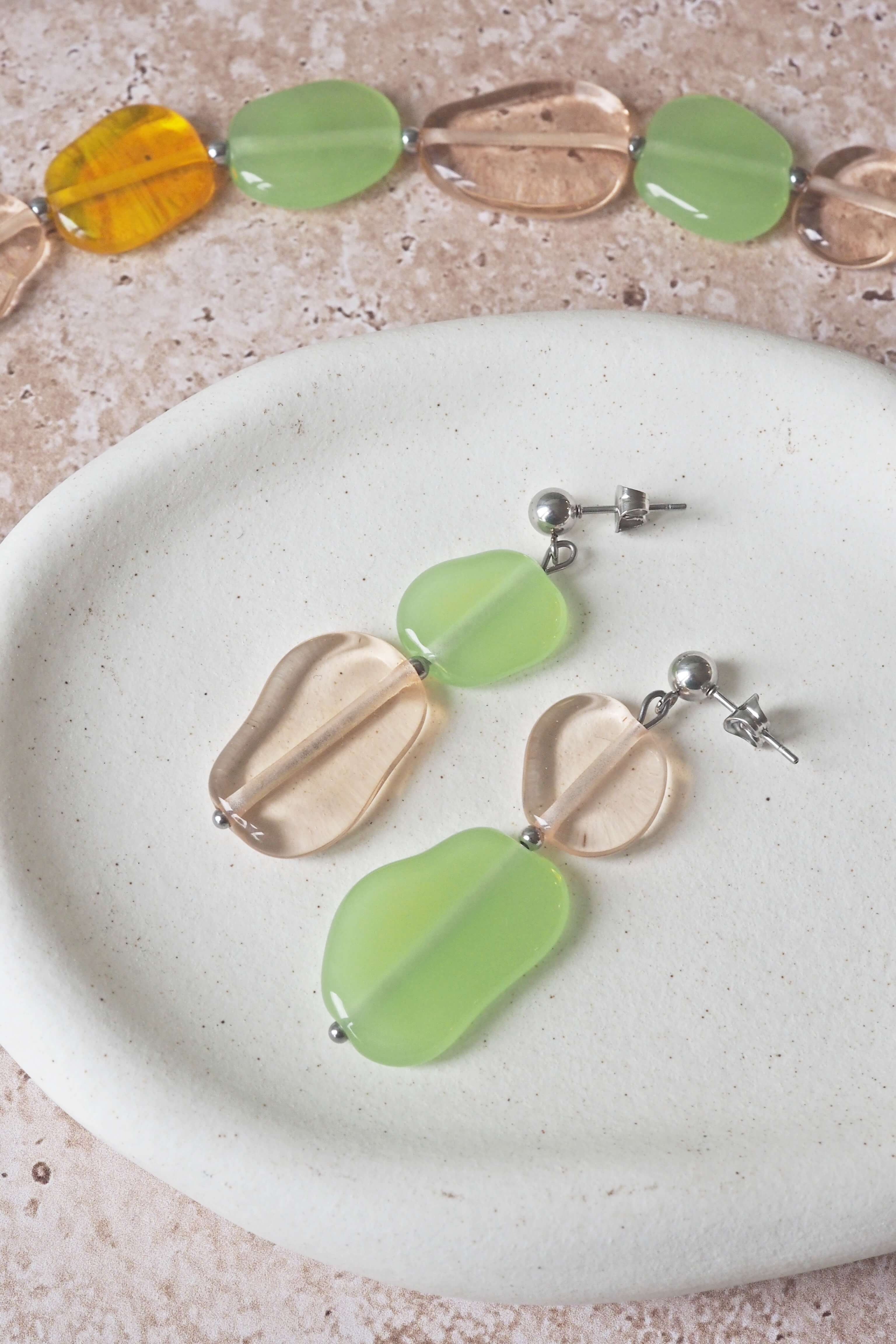 philomène verre galets bijoux verre filé artisanat unique création art boucles oreilles (3)