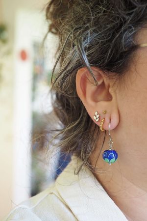 boucles oreilles lotus philomène verre bijou artisanal unique