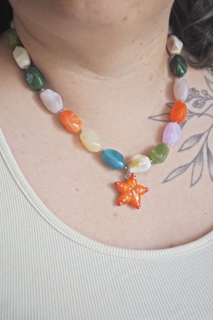 collier philomène verre artisanal création été océan mer bulles murano étoile (2)